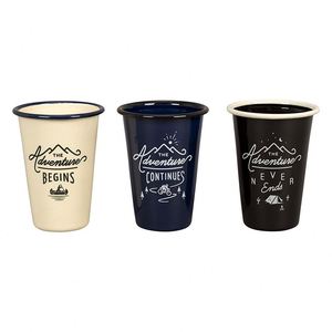Wholesales Factory Cost Custom logo <b>Reusable</b> Rolled Rim Metal Steel Tin Enamel Camping Coffee Tea Enamelware <b>Cup</b> Mug with Handle - Product Image 5