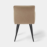 Fauteuil de salle à manger en similicuir beige antique confortable avec pieds en métal