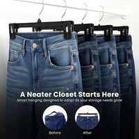12 Zoll schwarze Kunststoff-Hosen- und Rockbügel mit verstellbaren Clips, robuste, rutschfeste Kleiderbügel für Hosen und Jeans