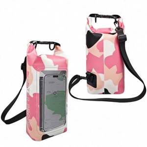 Sac étanche de 2 L, sac bandoulière d'extérieur, pochette étanche 2-en-1 pour téléphone portable, sac de natation étanche en PVC - Product Image 1