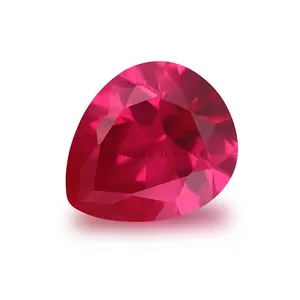 Factory Price Wholesale Pear Cut 5# Color 3mm Ruby Synthetic Corundum Gemstone For Necklace Making