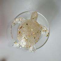 Figurine de tortue en résine avec éclats de cristal naturel, pierre de guérison, ornement, plusieurs couleurs au choix, cadeau