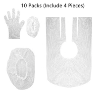 Cape de coupe-cheveux en plastique jetable, 100 pièces, Kit de coloration de cheveux avec casquette jetable, gants PE