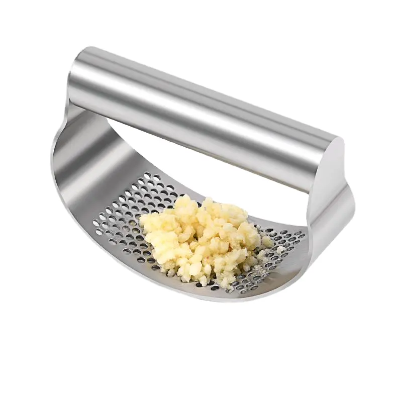 custom arc shape kitchen accessories plastic manual stainless steel garlic press crusher