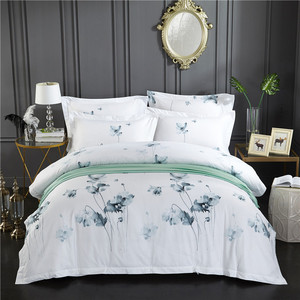 Juego de Ropa de Cama de 4 Piezas, 300 Hilos, 60S, 100% Algodón, Estampado Reactivo, para Hotel Boutique y Hogar, Antipelusas, Color Resistente, Funda de Edredón King/Queen - Product Image 1