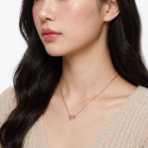 สร้อยคอจี้เพชรแท้และพลอยแซฟไฟร์สีชมพูคุณภาพสูง ทองคำแท้ 18K โรสโกลด์ สำหรับขายส่ง - Product Image 2