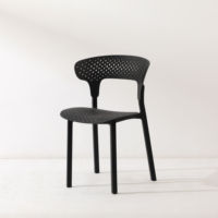 Chaise de salle à manger d'extérieur en résine plastique beige avec dossier perforé, prix d'usine en gros pour restaurant et jardin