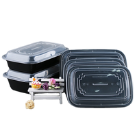 Contenants à nouilles jetables pliables personnalisables en PP, 2 à 4 compartiments, couvercles transparents, emballage alimentaire de qualité alimentaire, boîte à emporter