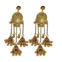 Boucles d'oreilles personnalisées en alliage, style ethnique rétro vieilli, en forme de cloche, avec pampilles, motif carillon, aiguille en argent, type ear climber