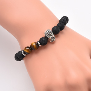 Pulseras <span class=keywords><strong>de</strong></span> piedra <span class=keywords><strong>de</strong></span> Lava <span class=keywords><strong>de</strong></span> 8mm con ojo <span class=keywords><strong>de</strong></span> Tigre, dijes <span class=keywords><strong>de</strong></span> plata, cuentas <span class=keywords><strong>de</strong></span> Buda <span class=keywords><strong>de</strong></span> piedra volcánica, pulsera tejida con cuentas ajustables - Product Image 2