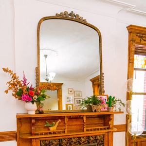 <span class=keywords><strong>Espejo</strong></span> de suelo tallado con acabado dorado retro <span class=keywords><strong>espejo</strong></span> de <span class=keywords><strong>cuerpo</strong></span> completo maquillaje dormitorio baño estilo europeo - Product Image 4