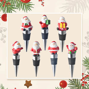 OUYADA toptan noel partisi iyilik zarif Metal noel baba ve kırmızı şarap stoper noel ağacı tarafından vakumlu şişe stoper - Product Image 4