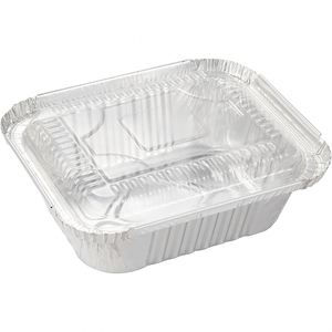 Rectangle Disposable Aluminum Dishes-10" Inch 1750ml Food Grade Recyclable Lunch Box with Paper Lid - Product Image 3