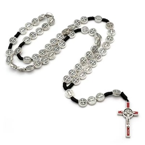 St benedict medaglia fatta a mano con cordoncino annodato collana religiosa per uomini e donne - Product Image 4