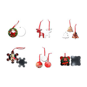 Ornement suspendu en bois double face <span class=keywords><strong>Benelux</strong></span> panneau dur décorations de noël sublimation rond blanc ornement pour personnalisé - Product Image 1