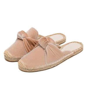 <span class=keywords><strong>Mules</strong></span> en <span class=keywords><strong>daim</strong></span> décontractées à nœuds pour femmes, légères, semelle en jute antidérapante, sandales plates d'été, espadrilles - Product Image 2