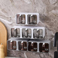 Boîte d'assaisonnement murale pour la cuisine Rack à épices sans poinçon Organisateur de stockage Sucre Salière Conteneur Pot Fournitures de cuisine