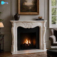 Cheminée en marbre sculptée à la main sur mesure avec motifs décoratifs pour villa de luxe – Solution de sculpture tout-en-un