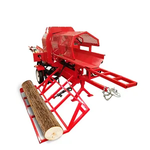 Horizontal Petrol Mobile Firewood Processor Wood Cutting Machine Wood Chipper Log Splitter