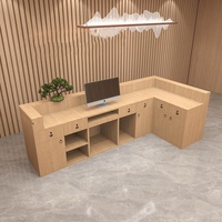 Comptoir de réception LED en bois tressé de luxe moderne, personnalisable avec logo, éco-responsable, pour écoles, supermarchés, hôtels
