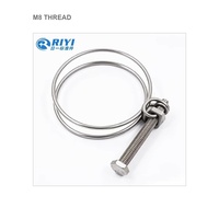 Collier de serrage double fil en acier inoxydable avec boulon hexagonal M8 et écrou pour applications de fixation de flexibles hydrauliques en caoutchouc et silicone ODM OEM
