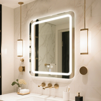 Miroir LED rectangulaire à coins arrondis avec 3 températures de couleur réglables pour salle de bain