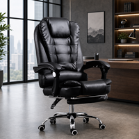 Chaise de bureau de direction ergonomique à dossier haut confortable en cuir synthétique et maille PP pivotante avec base chromée