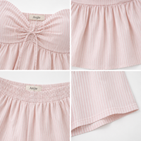 Anjie – Ensemble crop top bustier rayé et short froncé pour femme, personnalisable OEM/ODM, marque privée, fabricant en gros
