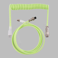 Cable de Datos con Conector de Aviación GX12 en Varios Colores, Cable de Aviación Enrollado Resistente para Teclado Mecánico, Máximo 3 Metros