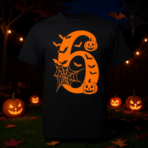 Camiseta de disfraz de Halloween número 6 con diseño de murciélago y calabaza naranja para adultos, talla mediana - Product Image 3