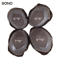 Rambut Bono Hollivue 6*8 inci, Wig Rambut Asli Pria dengan Lace Front Prancis Swiss, Kepadatan Sedang Ringan, Toupee Alami untuk Pria