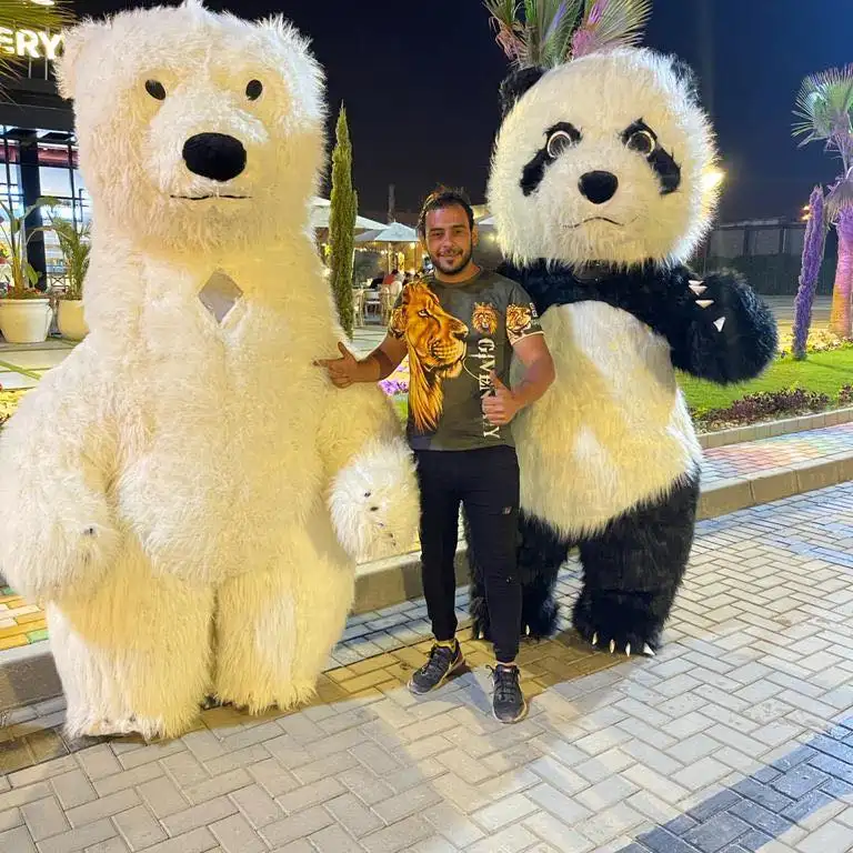 Best selling white inflatable polar bear and panda mascot costumes walking cartoon bear costume for christmas