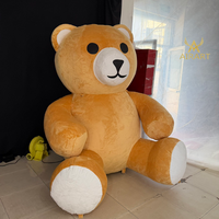 Mascotte d'ours en peluche gonflable de 3,5 mètres de haut avec chapeau noir et chemise