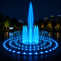 Fontaine musicale d'extérieur DEWY de forme ronde, fontaine dansante en acier inoxydable avec LED, pour la décoration de jardins, de places publiques et de paysages