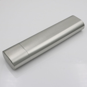 Di alta qualità portatile argento 2 pz in acciaio inox tubi sigari in metallo doppio pacchetto Stock porta contenitore per tubo di sigaro