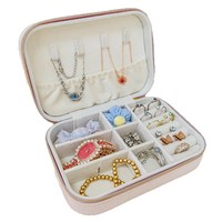 Boîte de rangement pour bijoux en cuir PU portable avec logo personnalisé de luxe, boîte de rangement pour bagues et colliers, boîte de rangement pour bijoux de voyage