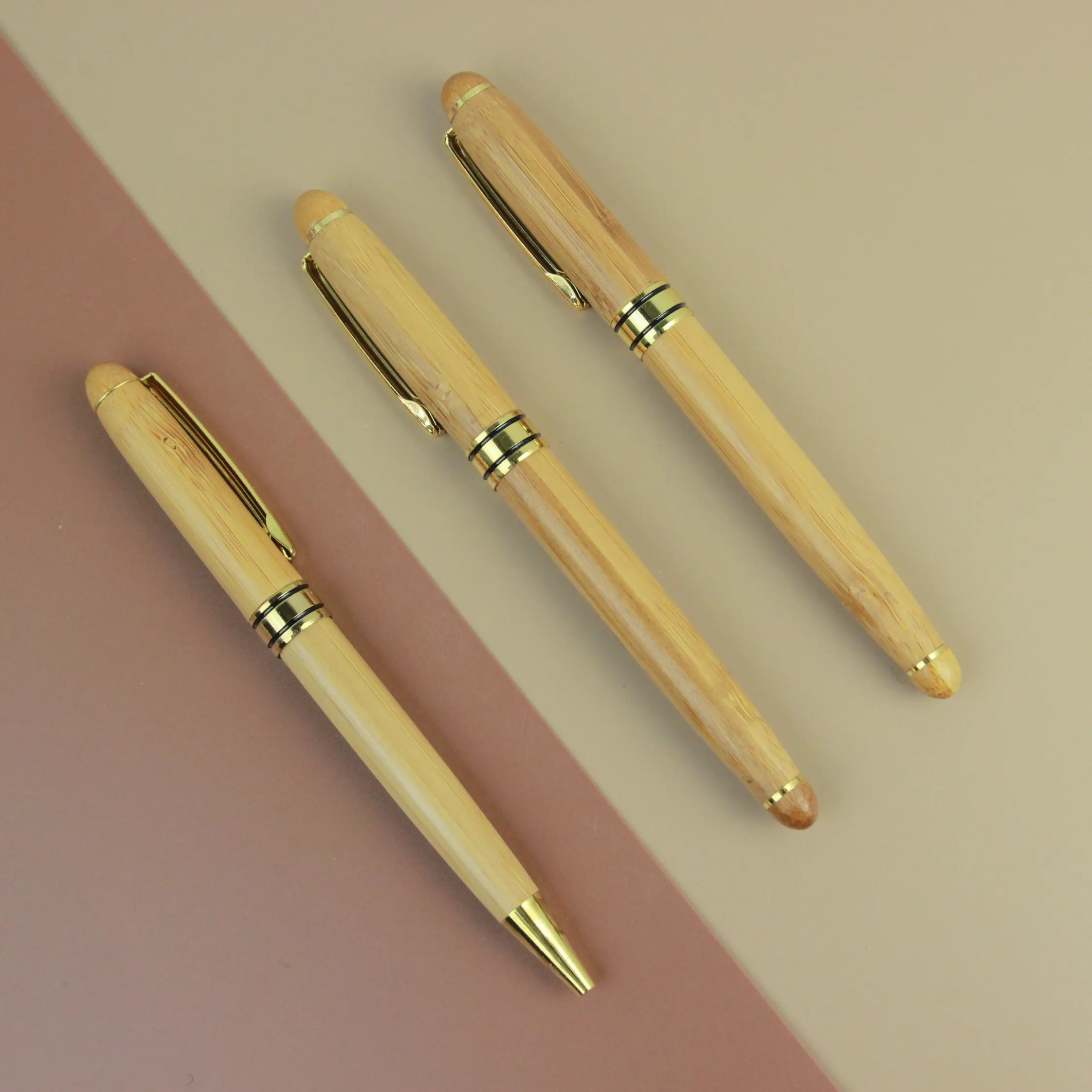 Penna a sfera ecologica con albero in bambù penna stilografica in legno di buona qualità penna da scrittura in Gel con custodia regalo personalizzata