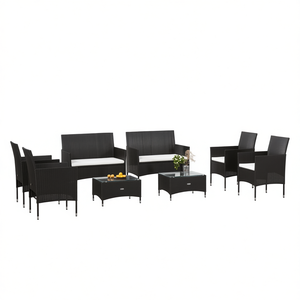 Set Lounge da Giardino in Rattan Nero PE 6 Posti con Telaio in Acciaio Verniciato a Polvere, Arredamento da Esterno dal Design Contemporaneo - Product Image 1