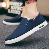 Zapatos de tela de algodón para hombre, mocasines transpirables de verano, zapatillas casuales sin cordones con suela de goma, zapatos de tela estilo Pekín antiguo