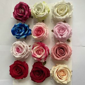 زهور صناعية شهيرة 9 ورود برأس وردي مخملي لديكور الزفاف - Product Image 2