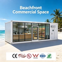 Kiosque de plage respirant préfabriqué avec fenêtre traversante et auvent vue océan pour l'activité hôtelière côtière