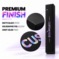 Boîte à rouge à lèvres personnalisée en noir mat avec impression holographique, emballage cosmétique avec impression et taille personnalisées