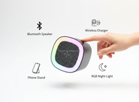 4 en 1 pour haut-parleur Bluetooth, chargeur sans fil, lumière d'ambiance LED RGB, support de téléphone, lampe de bureau personnalisée avec logo, veilleuse LDN2001-0