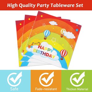 ชุดจานกระดาษลายเมฆสีรุ้ง DAMAI สำหรับ 20 ท่าน ชุดอุปกรณ์บนโต๊ะอาหารแบบใช้แล้วทิ้งสำหรับงานวันเกิดเด็ก พร้อมผ้าเช็ดปากและชุดส้อม - Product Image 5