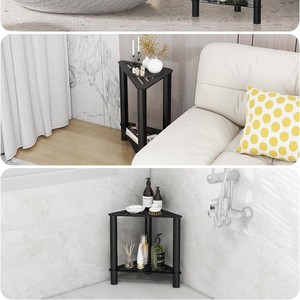 Repose-pieds de douche en métal HS 32,5x32,5x42 Noir, rangement d'angle à 2 niveaux pour salle de bain - Product Image 5