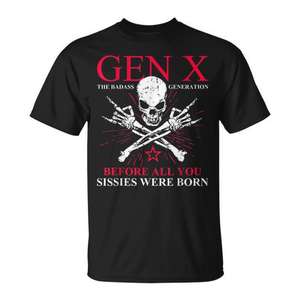 Camiseta Gen X con diseño de calavera negra y huesos entrelazados antes de que todos ustedes nacieran - Product Image 1