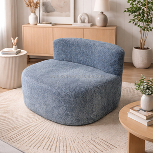 Chenille <b>Upholstered</b> Moon Shaped Sofa Accent <b>Chair</b> - Product Image 6