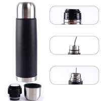Ensemble cadeau Yerba Mate, bouteille d'eau isolée en acier inoxydable avec paille en métal, noir mat, 500 ml/17 oz