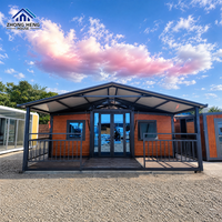 Maison modulaire à toit en pignon de 20, 30 ou 40 pieds avec véranda avant et aménagement de chambre personnalisé pour villa de vacances ou maison conteneur