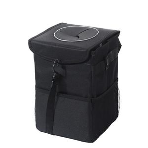 ถังขยะมีฝาปิดและช่องเก็บของ100% กันรั่วซึมถังขยะอเนกประสงค์กันน้ำถังขยะสำหรับรถยนต์ถังขยะสีดำ - Product Image 1